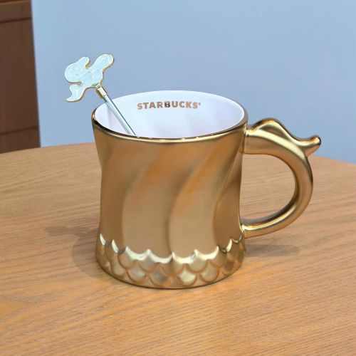 Starbucks 2024 China Year of Dragon Gold Scale 12oz Mug with Stick
