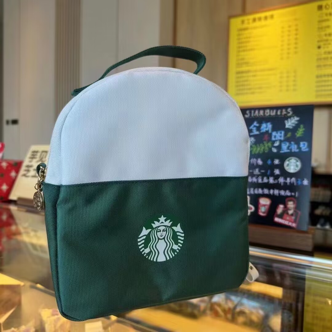 Starbucks Green and White Mini Backpack 2X STARBUCKS Logo Travel Coffee Cup with Lid Green & White  main image 4