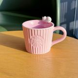 Starbucks 2024 China Valentine's Day Pink Stripe Cat 10oz Mug