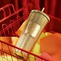 Starbucks 2024 China Chrome Gold Year of Dragon Venti Studded