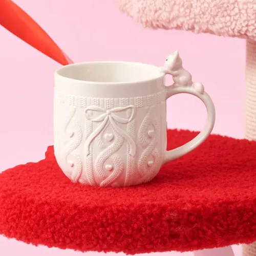 Starbucks 2024 China Valentine's Day Cute Cat Bow Wool 12oz Mug