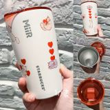 Starbucks 2024 Taiwan Valentine's Day Cat Hug Heart 12oz SS Tumbler
