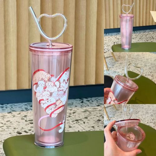 Starbucks 2024 China Valentine's Day Pink Heart Straw 24oz Tumbler