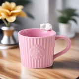 Starbucks 2024 China Valentine's Day Pink Stripe Cat 10oz Mug