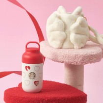 Starbucks 2024 China Valentine's Day Cat and Heart 12oz SS Tumbler with Bag