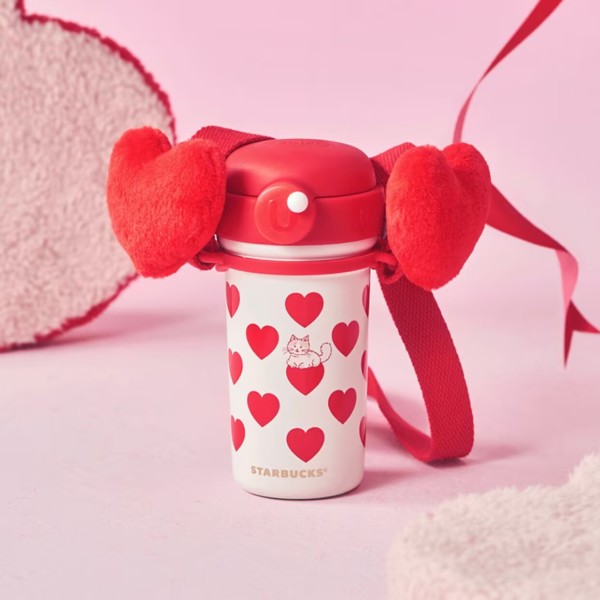 Starbucks 2024 China Valentine's Day Cat and Heart 15oz SS Tumbler