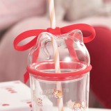 Starbucks 2024 China Valentine's Day Cat and Bow 14oz DW Glass Cup