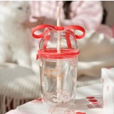 Starbucks 2024 China Valentine's Day Cat and Bow 14oz DW Glass Cup