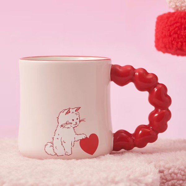 Starbucks 2024 China Valentine's Day Cute Cat Heart Handle 12oz Mug
