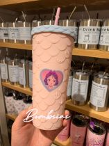 Miniso Pink Scale Princess 22oz Plastic Tumbler