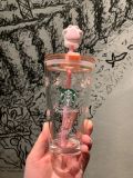 Starbucks 2023 China Pink Cat Paw 15oz Glass Cup with Topper