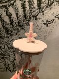 Starbucks 2024 China Pink Sakura 15oz Glass Cup with Topper