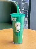 Starbucks 2024 China Lively Green Cute Bear 16oz Straw Tumbler