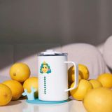 Starbucks 2024 China Yellow Face 15oz SS Desktop Cup with Coaster