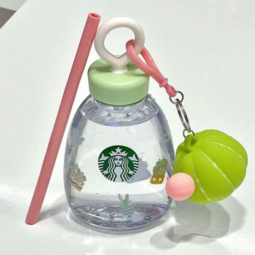 Starbucks 2024 China Summer Succulent 16oz Plastic Straw Tumbler with Keychain