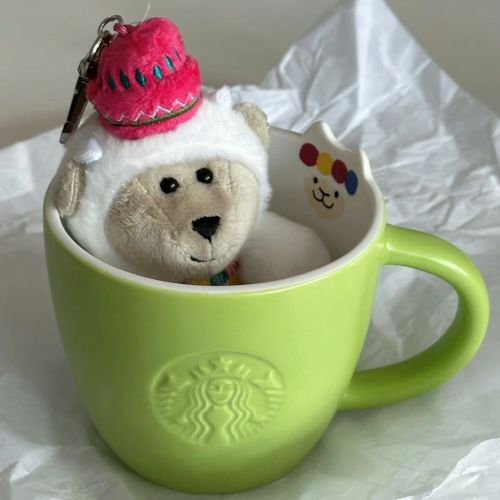 Starbucks 2024 China Summer Alpaca Paradise Green 12oz Mug with Bear Keychain