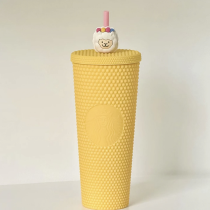 Starbucks 2024 China Summer Yellow Matte Alpaca Topper 24oz Studded Tumbler