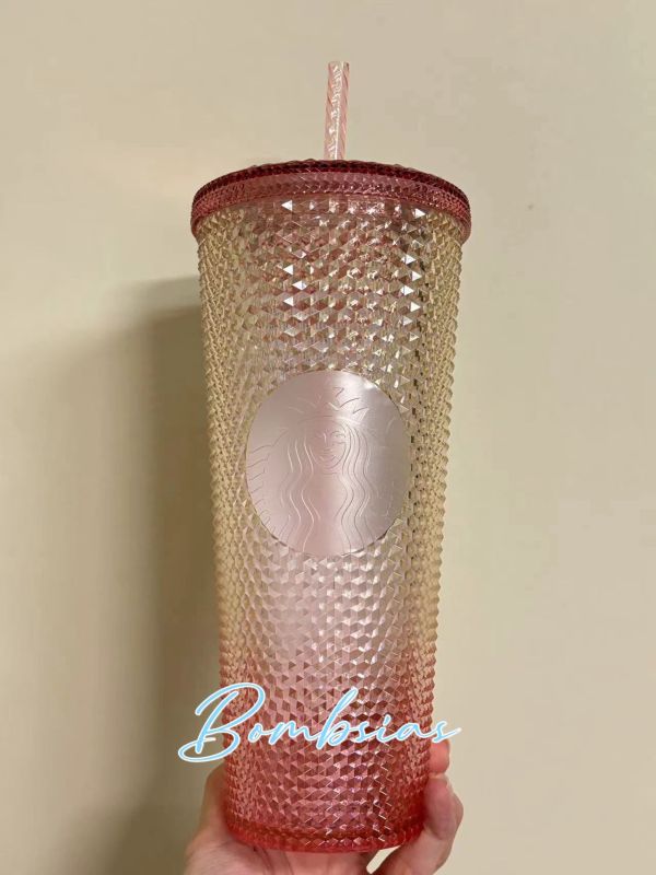 Starbucks 2024 Taiwan Summer Pink Beige Bling 24oz Studded Tumbler ship after 24th July