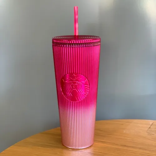 No Tag Starbucks Pink Gradient Stripe Venti Tumbler