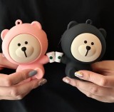 Starbucks 2024 China Cute Bear Pink or Black Earphone Bag with Lanyard