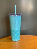 Starbucks 2024 China Teal Glitter Siren Scale 24oz Plastic Tumbler