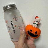 Starbucks 2020 China Halloween pumpkin 13oz Glass Cup with Topper