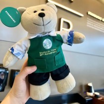 Starbucks 2024 China 25th Anniversary blue and white porcelain Green Apron Bear Toy ship after 2nd Sept.