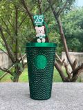 Starbucks 2024 China 25th Anniversary Bear Topper Green Rhinestone 20oz SS Tumbler with Gift Box