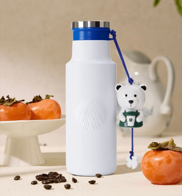 Starbucks 2024 China Blue and White Porcelain 16oz SS Tumbler with Bear Aeolian Bell