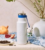 Starbucks 2024 China Blue and White Porcelain 16oz SS Tumbler with Bear Aeolian Bell