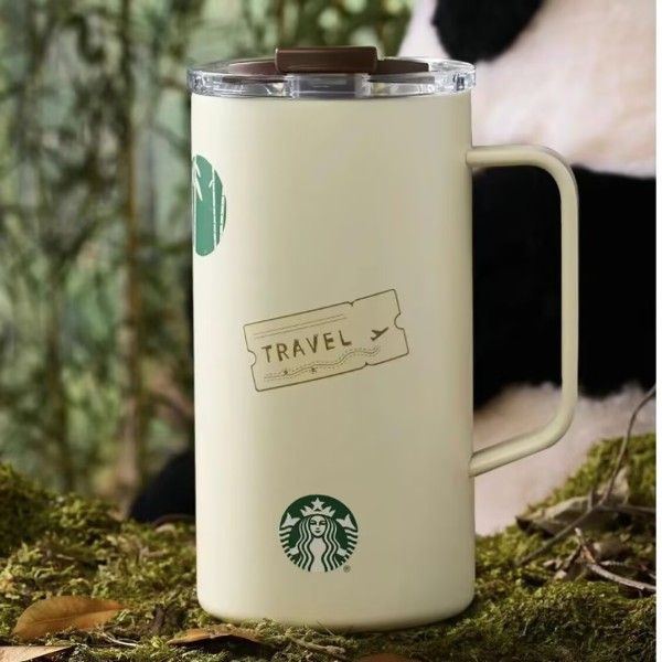 Starbucks 2024 China Panda Stamp Beige 20oz SS Desktop Cup