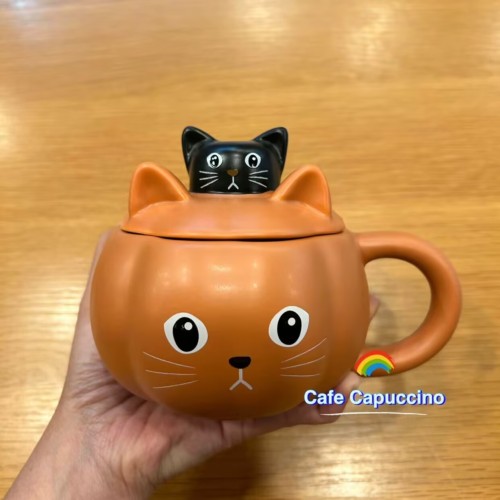 Starbucks 2024 HK Halloween Pumpkin and Black Cat 12oz Mug