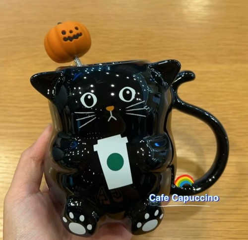 Starbucks 2024 HK Halloween Black Cat 12oz Mug with Stick