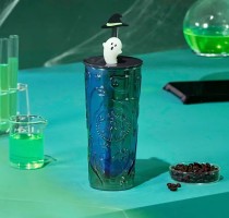 Starbucks 2024 China Halloween Green Ghost 19oz Glass Cup with Topper