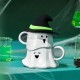 Starbucks 2024 China Halloween Green Ghost White 12oz Mug with Lid