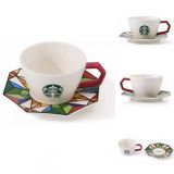 Starbucks 2024 China Christmas Colorful Kaleidoscope Mug with Coaster