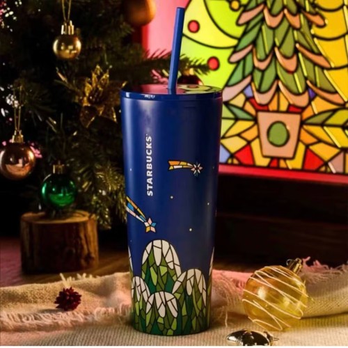 Starbucks 2024 China Christmas Colorful Kaleidoscope Blue Meteor 29oz SS Tumbler