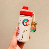 Starbucks 2024 China Christmas Cute Winter 14oz SS Tumbler with Bear Ball Keychain