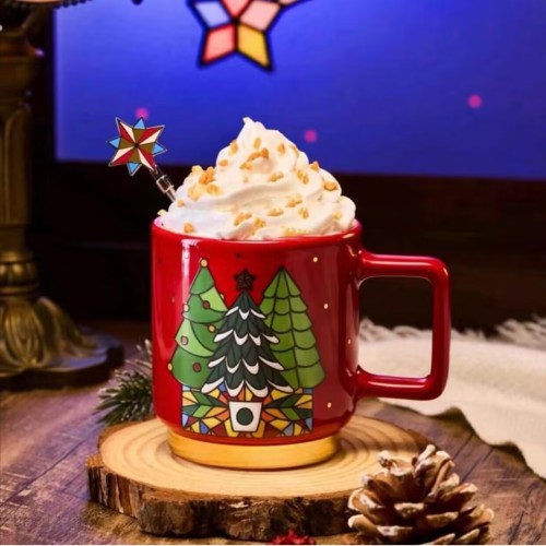 Starbucks 2024 China Christmas Colorful Kaleidoscope Tree 12oz Mug with Stick
