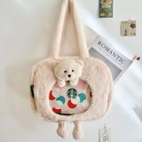 Starbucks 2024 China Christmas Hand Bag Mini Bear Toy Keychain Pin Set
