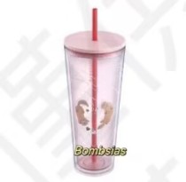 Starbucks 2025 Taiwan Valentine's Day Pink Otter 24oz Plastic Tumbler ship afer 15th Jan.