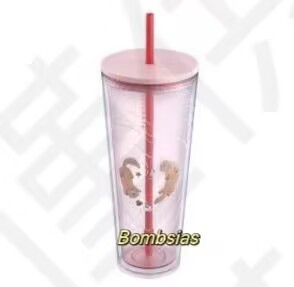 Starbucks 2025 Taiwan Valentine's Day Pink Otter 24oz Plastic Tumbler ship afer 15th Jan.