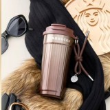 Starbucks 2024 China Christmas Brown Gold Two Drinking Mouth 16oz SS Desktop Cup