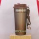 Starbucks 2024 China Christmas Brown Gold Two Drinking Mouth 16oz SS Desktop Cup