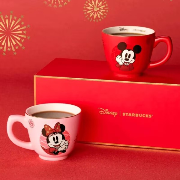 Starbucks X Disney 2025 China Mickey and Minnie Mug Set with Gift Box