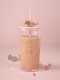 Starbucks 2025 China Valentine's Day Heart Shape Pink 17oz Glass Cup with Topper