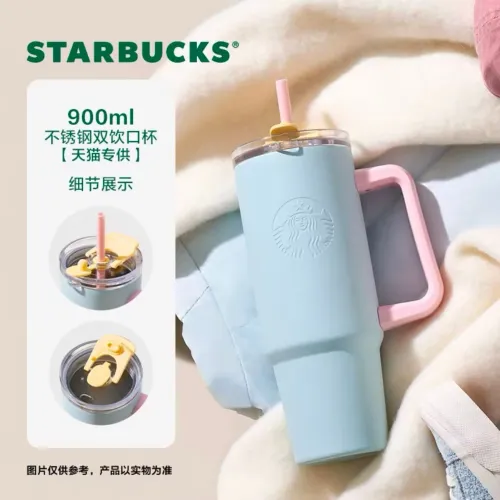 Starbucks 2025 China Valentine's Day Blue Pink Handle 31oz SS Tumbler( not stanley)