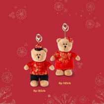 Starbucks 2025 Indonesia New Year Red Boy and Girl Mini Bear Toy Keychain Set