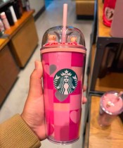 Starbucks 2025 Thailand Pink Cute Bear 16oz Plastic Tumbler