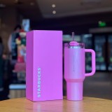 Starbucks X Stanley 2025 China Sakura Pink 40oz SS Tumbler with Bow Sleeve